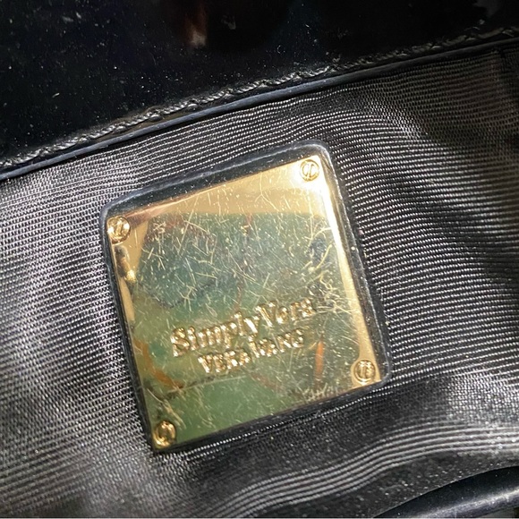 Simply Vera Vera Wang Black Fabric Signature Design Hobo Shoulder Purse Handbag - Picture 5 of 7